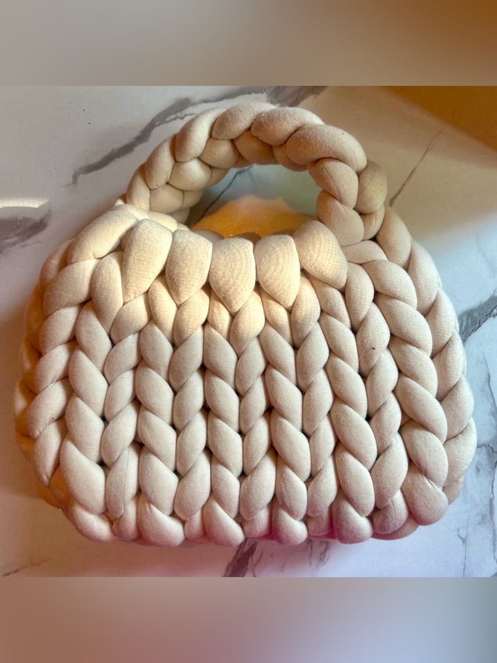 Anthropologie Chunky Knit Bag….Color: Cream…Preowned Excellent Condition